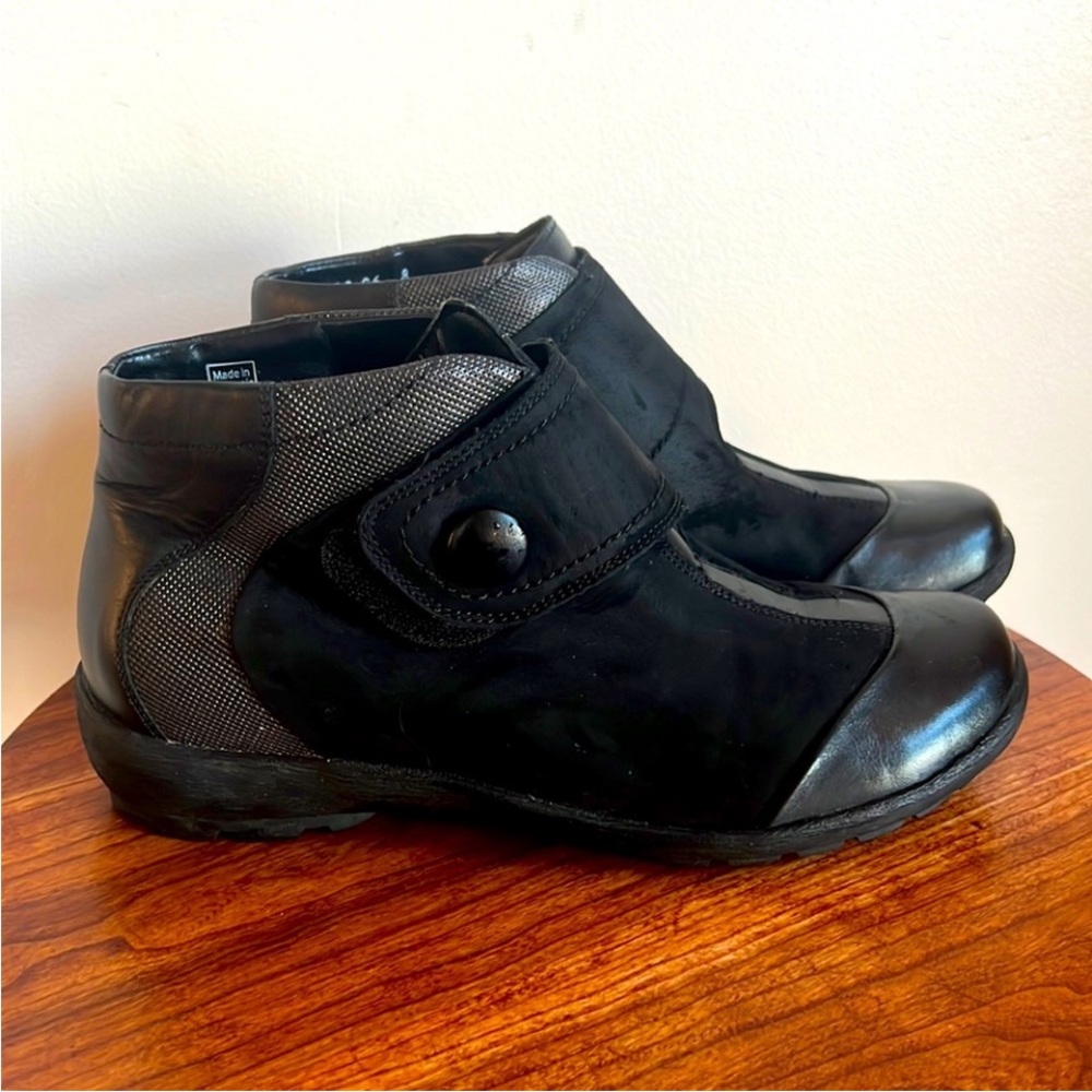 Waldlaufer Black Leather Ankle Booties size 8